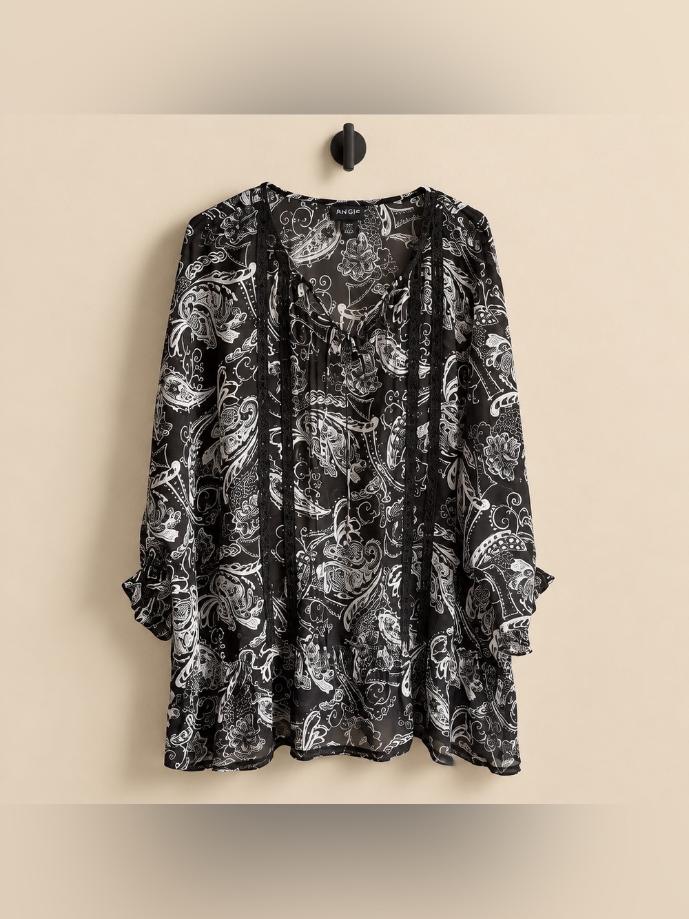 MAGGIE BARNES 3X 26/28W POLYESTER PRINT TOE NECK BLOUSE